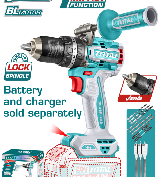 Taladro Percutor Inalámbrico 20V TOTAL TIDLI209685 Brushless Profesional